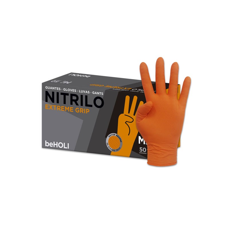 IDEALL® GRIP+ Guantes de nitrilo color naranja